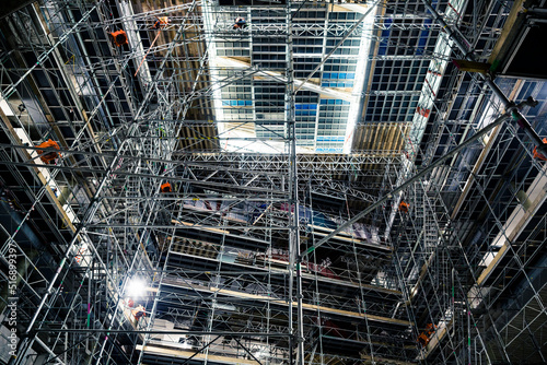 Low angle view of scaffolding at construction site photo