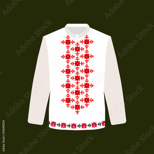 Ukrainian traditional handmade embroidered clothes - vyshyvanka. Vector Illustration.