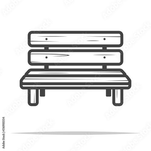 Wooden bench outline icon vector isolated