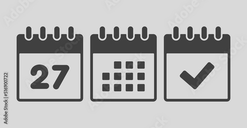 Vector icon page calendar number 27, agenda, done