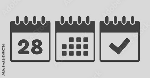 Vector icon page calendar number 28, agenda, done