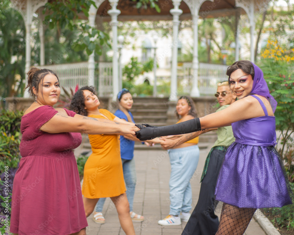 Group of different people having fun together. Concept of friendship, respect, equality, diversity. Group of different people having fun together. Concept of friendship, respect, equality, diversity.