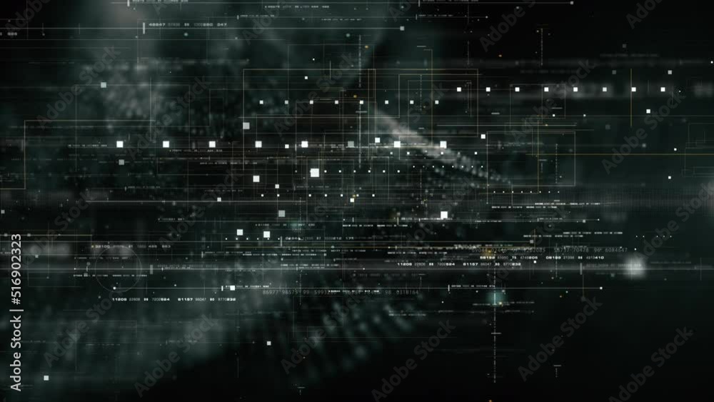 Futuristic abstract de-focus flowing data matrix, meta, metaverse, telemetry and encrypt numbers display with particles simulation in cyber space environment for head up display loop background Futuristic abstract de-focus flowing data matrix, meta, metaverse, telemetry and encrypt numbers display with particles simulation in cyber space environment for head up display loop background
