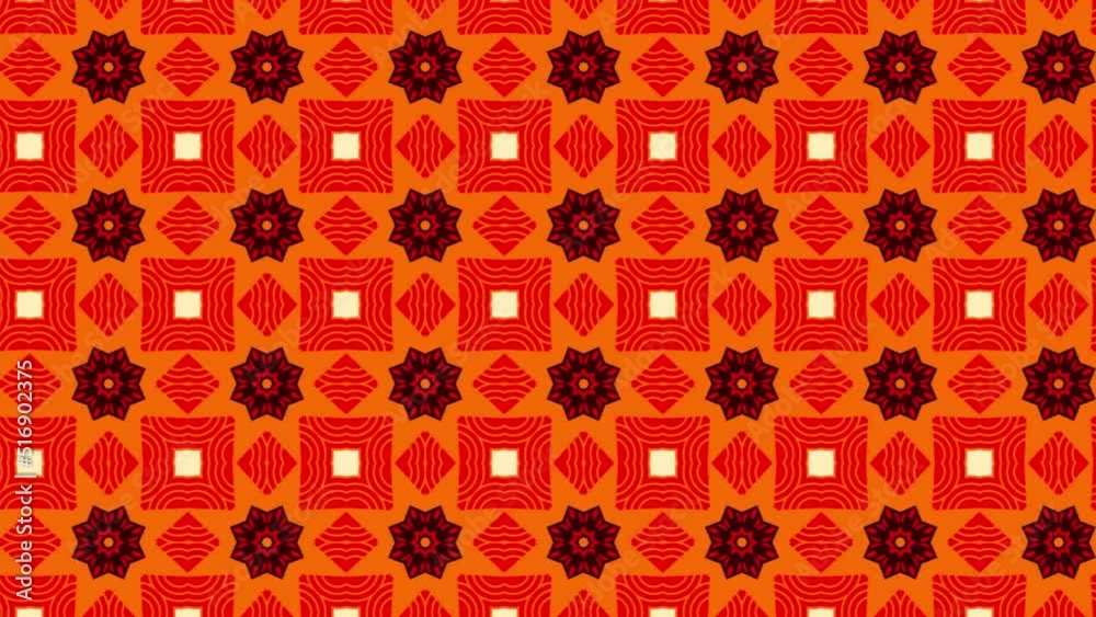 Colorful Tile Pattern Slide In Red, White, And Red B Shades. Panning. Loop video of Decorative tile pattern design. Vector illustration