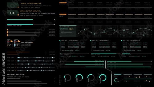 Futuristic hi-tech user interface head up display elements with digital data information display for background computer desktop screen