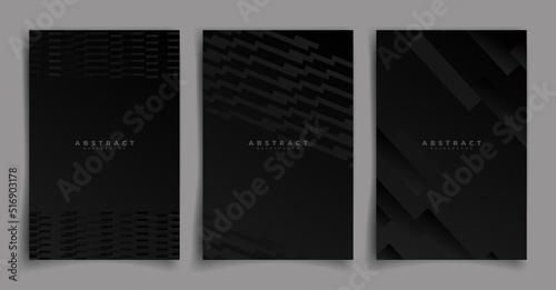 Black cover design background set or wallpaper. Abstract background. Black gradient on black background. Elegant vector pattern for luxury invitation, menu, brush poster