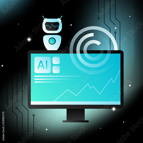 Machine Learning Illustration. Computer Science, Artificial Intelligence Elements Design. Vector illustration
