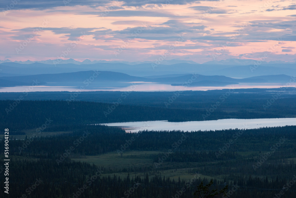 Sunset over Muddus National Park in Lapland Sweden Sunset over Muddus National Park in Lapland Sweden