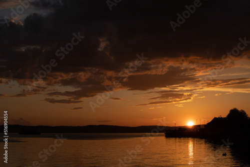 Lake Constance panorama at sunset, Meersburg, Germany © erika8213