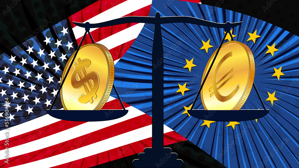 Stockvector Gold Coins Of American Dollar USD And Euro EUR On Scales stockvector-gold-coins-of-american-dollar-usd-and-euro-eur-on-scales