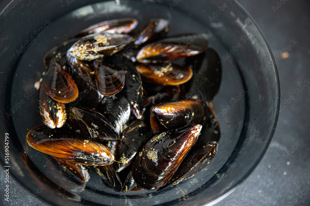 mussels shell seafood meal food snack on the table copy space food background mussels shell seafood meal food snack on the table copy space food background