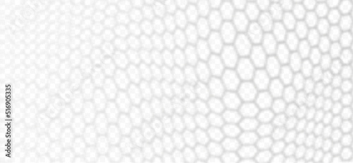 Overlay shadow of hexagonal rabitz net. Fence reflection on transparent background. Blurred silhouette of grid. Vector illustration. EPS10