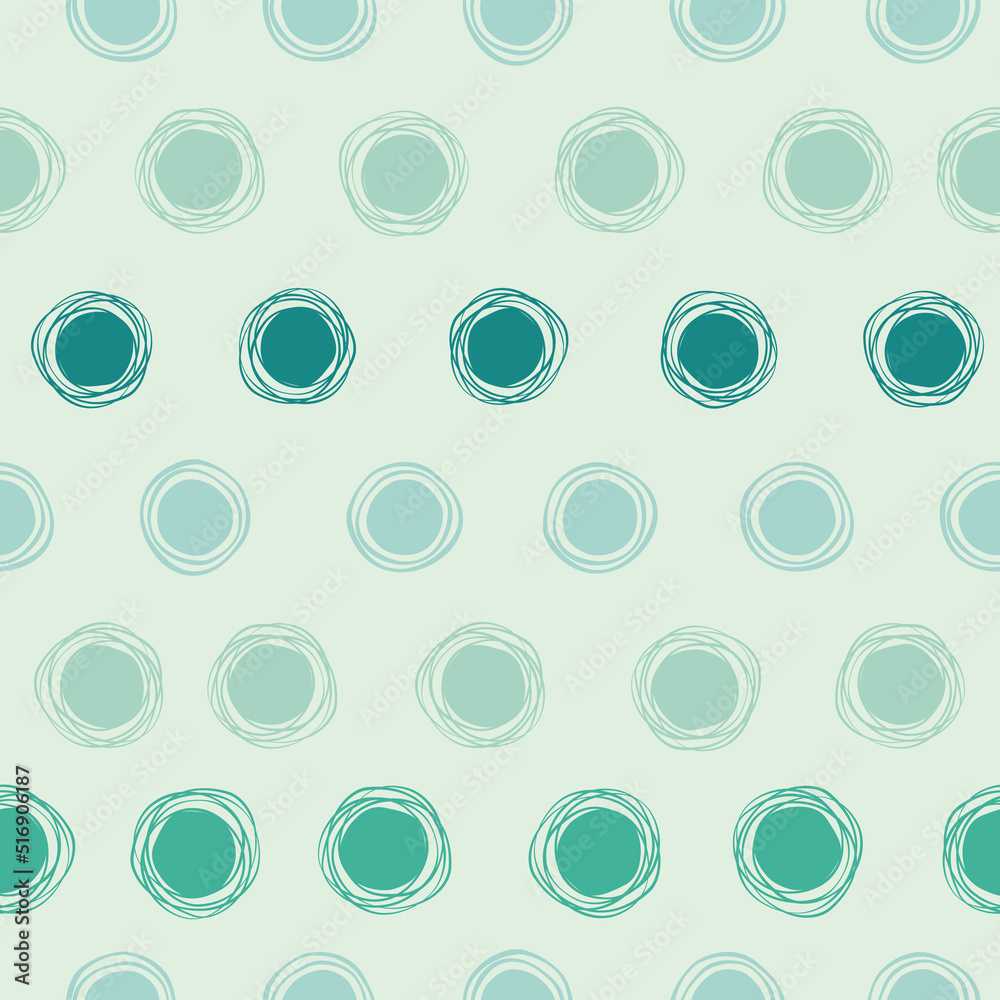 Horizontal doodle round abstract seamless pattern. Green hand drawn shapes. Vector organic background with bubbles and scribble lines for wrapping, fabric, scrapbooking or wallpaper. Horizontal doodle round abstract seamless pattern. Green hand drawn shapes. Vector organic background with bubbles and scribble lines for wrapping, fabric, scrapbooking or wallpaper.