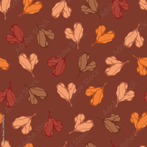 Bright autumn leaves. Regular fall seamless pattern. Brown vector background for wrapping  fabric  scrapbooking or wallpaper.