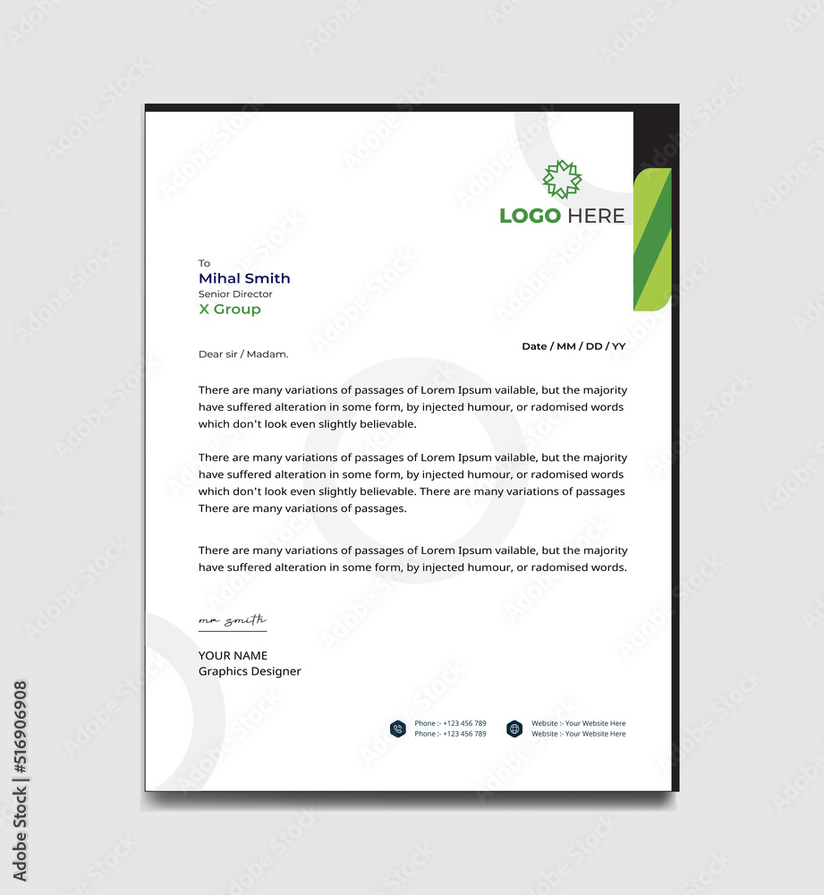 Professional creative letterhead template design for your business	