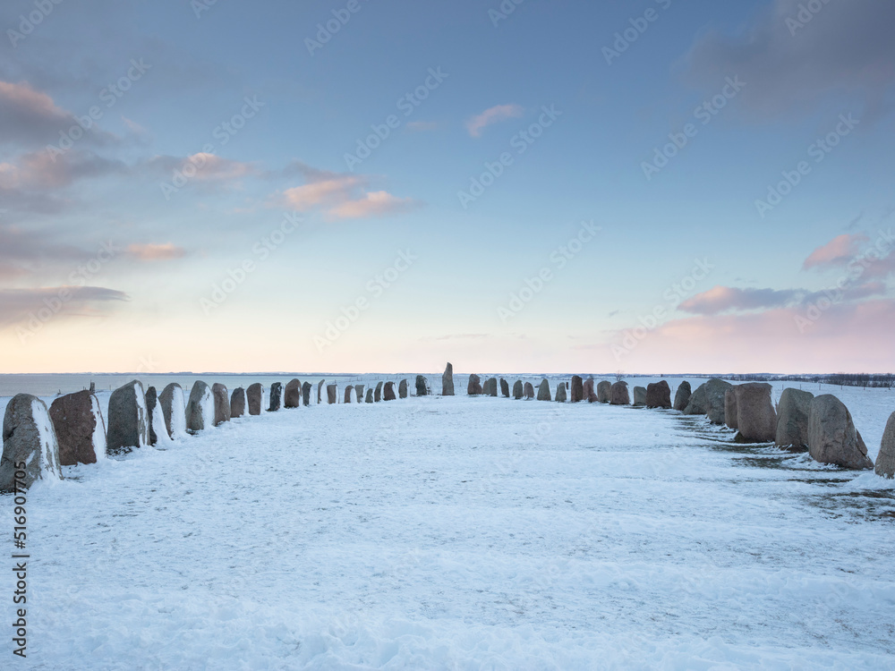 Ale's Stones during winter in Skane Sweden Ale's Stones during winter in Skane Sweden