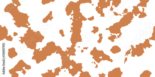 White cowhide with light brown spots as a seamless pattern. Spotted vector background. Animal print. Panda, dalmatian or appaloosa horse skin texture.