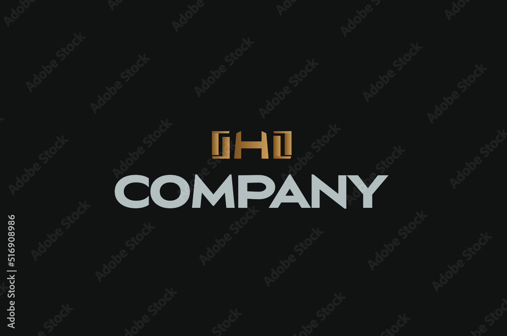 golden luxury building construction office company logo consisting of letter h