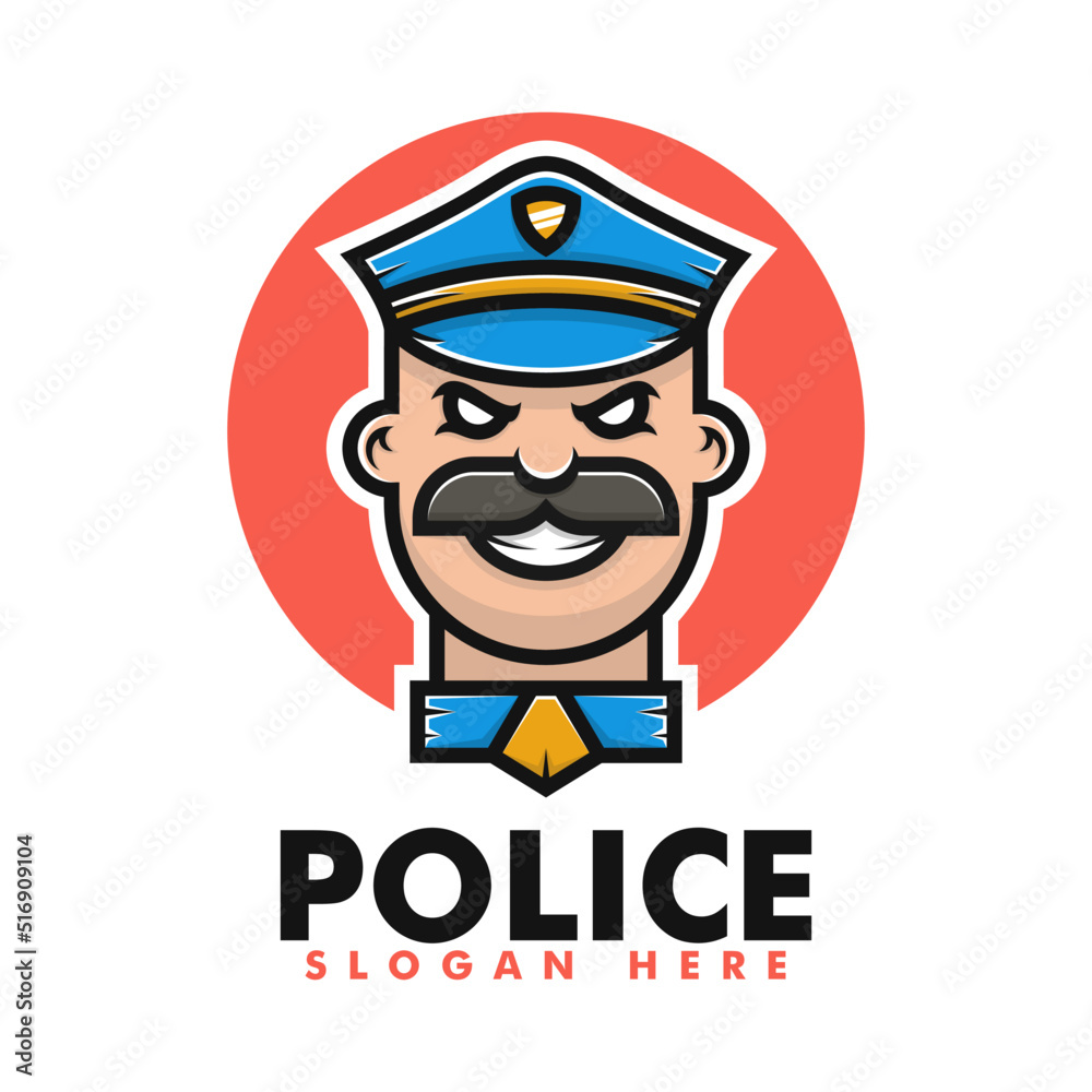 Vector Logo Illustration Police Mascot Cartoon Style.