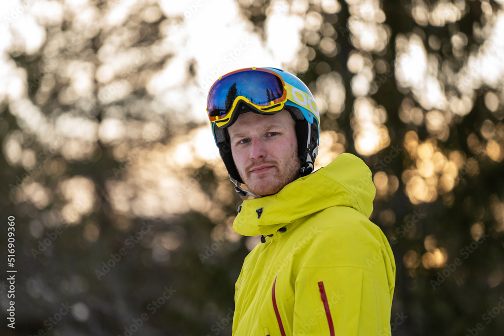 Young man in ski goggles and helmet Young man in ski goggles and helmet
