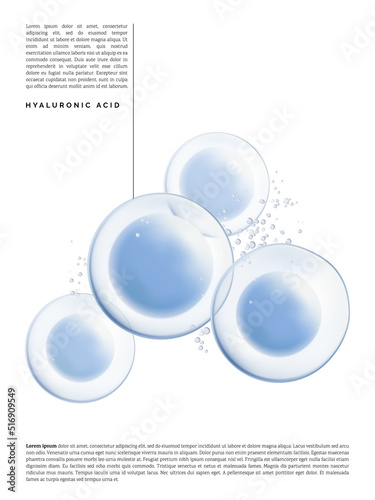 Vector Abstract Transparent Atom, Cell, Nutrition or Collagen Element 3D Illustration for Beauty and Healthcare Poster, Product Packaging, or Advertisement Background.
