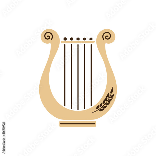 lyre, music instrument isolated on white