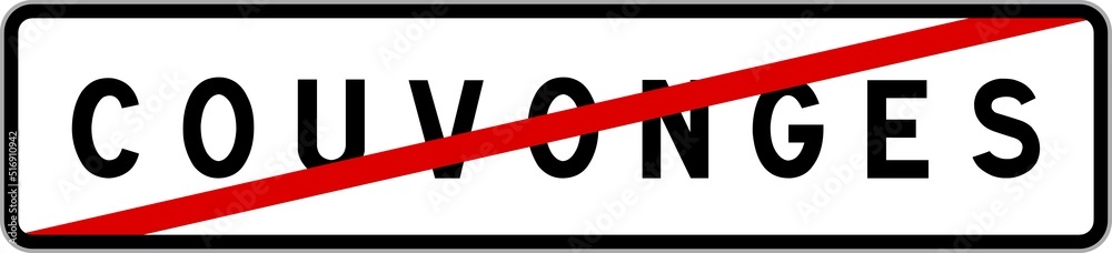Panneau sortie ville agglomération Couvonges / Town exit sign Couvonges Panneau sortie ville agglomération Couvonges / Town exit sign Couvonges