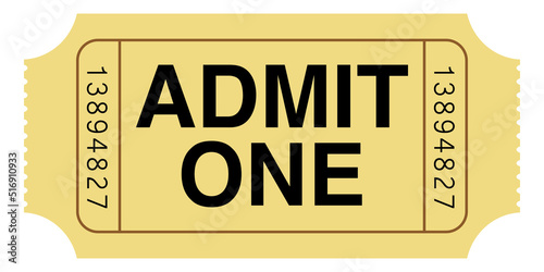 Admission Ticket on white background