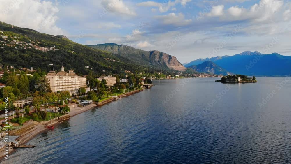 Beautiful aerial view of the lake in Stresa, Italy. Beautiful aerial view of the lake in Stresa, Italy.