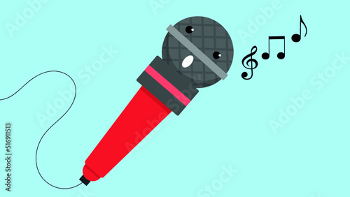 microphone with cord on blue background