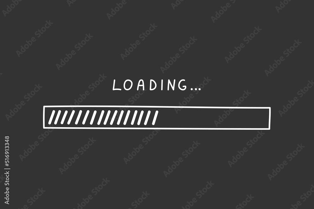 Progress bar in doodle style, vector illustration. Hand drawn loading