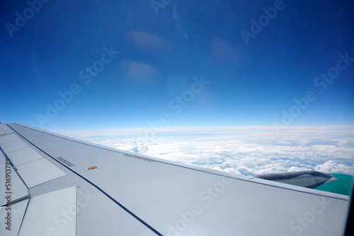 meteorology  wing  voyage  transportation  airport  transport  aircraft  airline  aerodynamic  jet  airliner  cloud scape  side view  clouds  aviation  tourism  commercial  blue sky  in flight  clouds