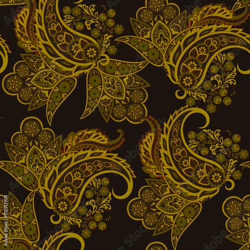 Paisley Ornamental seamless pattern. kalamkari vector fabric background