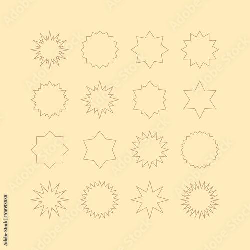 Set of abstract design elements, geometric shapes, stars. Decorative symbols. Vector illustration.	 photo