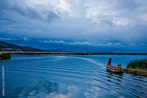 Uros Floating Island in Peru. Region near Puno city. South America photo