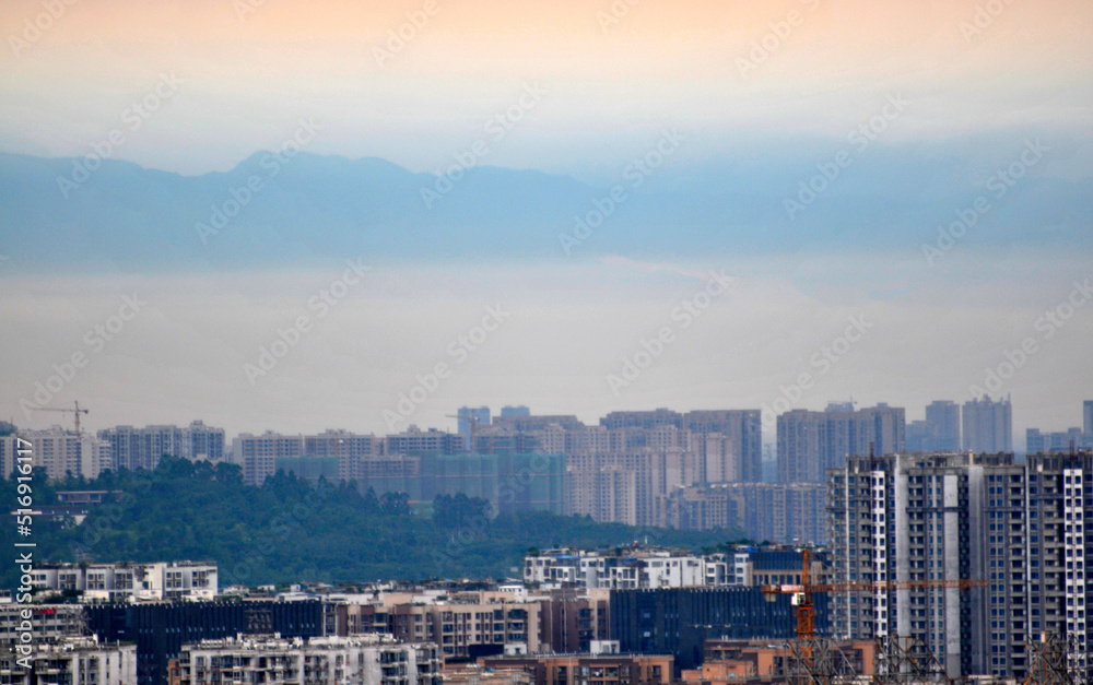 Fototapeta premium Dramatic panorama sky after sunrise