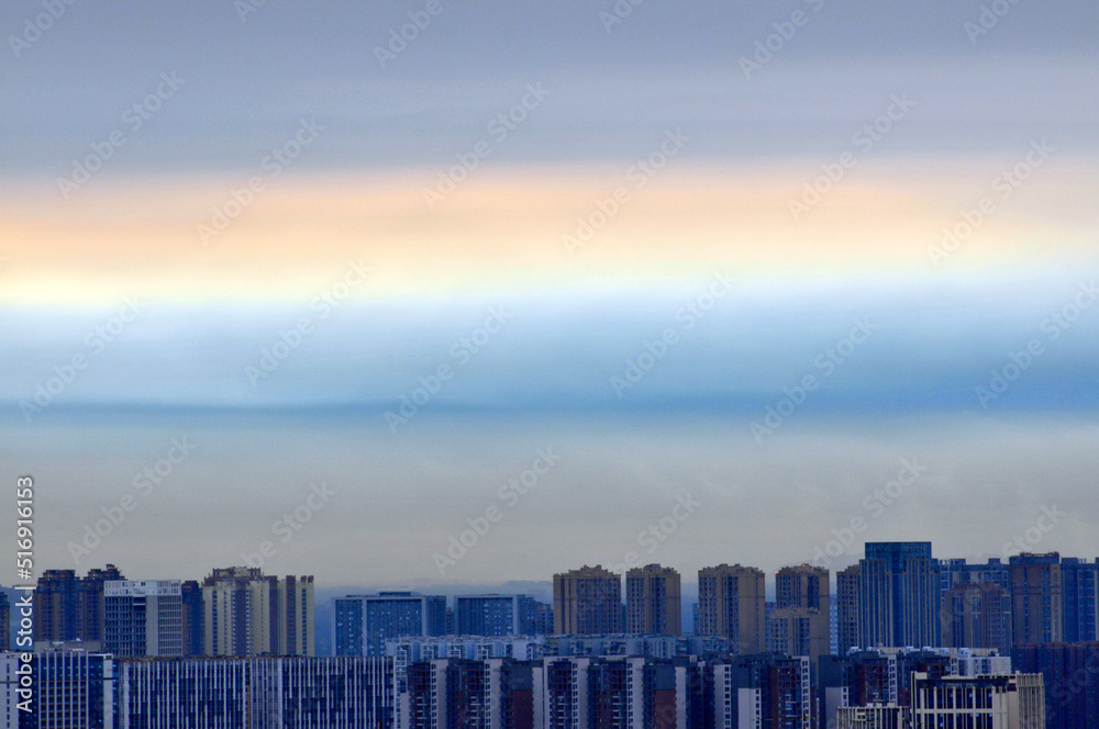 Fototapeta premium Dramatic panorama sky after sunrise