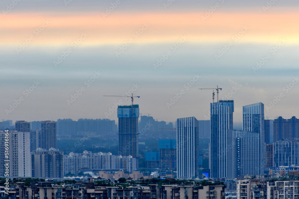 Fototapeta premium Dramatic panorama sky after sunrise