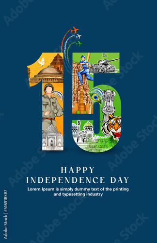 15 th August India Happy Independence day India, Vector illustration,