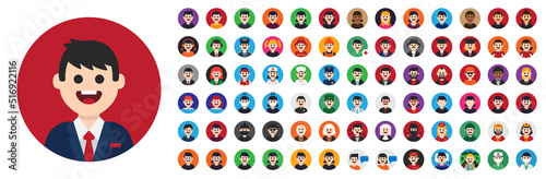 Character icon set. People in different profession avatar vector illustration.