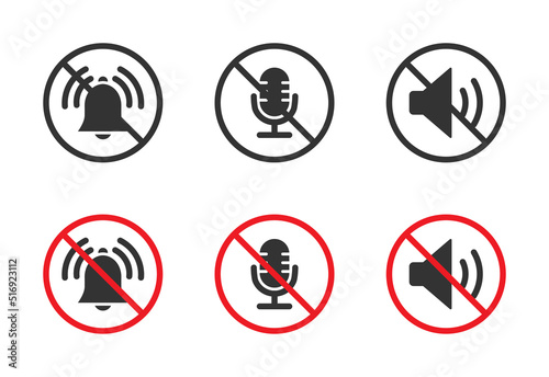 Sound off icons set. Mute button speaker. No sound icons. Vector illustration.