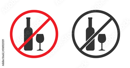 No drinking icon. No alcohol sing. Vector illustration.