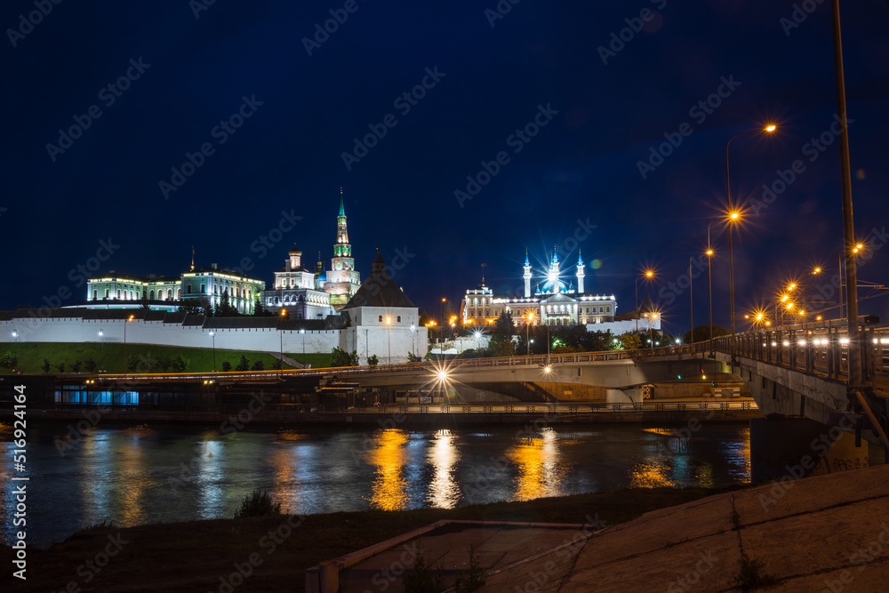 View of the Kazan Kremlin in the evening