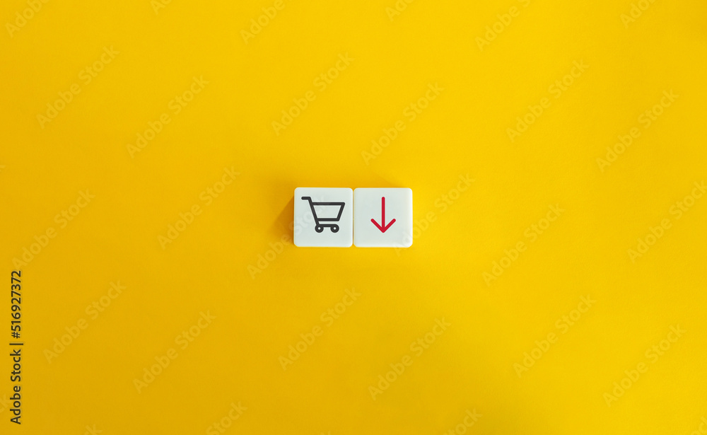Purchasing Power Loss or Decrease. Inflation Concept and Banner. Icons on Block Letter Tiles on Yellow Orange Background. Minimal Aesthetics. Purchasing Power Loss or Decrease. Inflation Concept and Banner. Icons on Block Letter Tiles on Yellow Orange Background. Minimal Aesthetics.