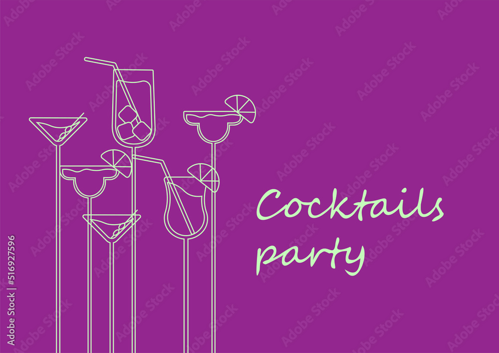 drinks. alcohol vector illustration. line art cocktails