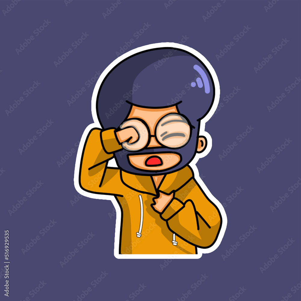 Sticker template with cartoon boy character isolated illustration Sticker template with cartoon boy character isolated illustration