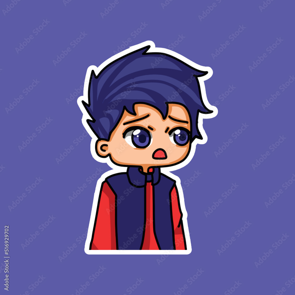 Sticker template with cartoon boy character isolated illustration Sticker template with cartoon boy character isolated illustration