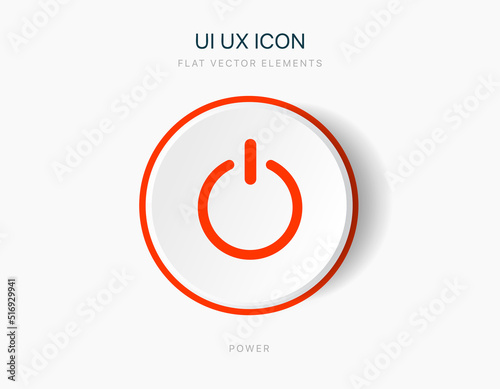 Flat style circle start icon and power button. Shut down symbol. On off icon. 