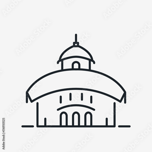 Hindu Temple hut line icon. Hinduism Religion. Bengal Ancient building. Hystorical place for pray and worship. Vector architecture illustration