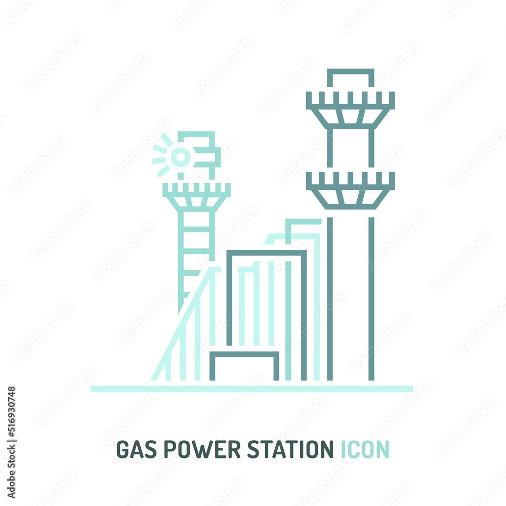 Gas power station icon. Editable vector illustration